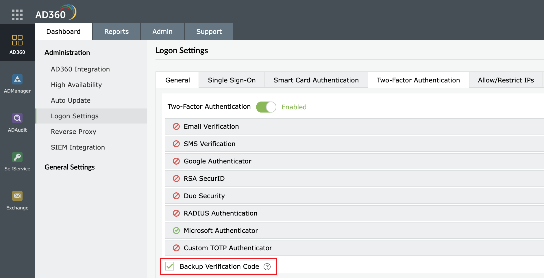 Enabling backup verification code